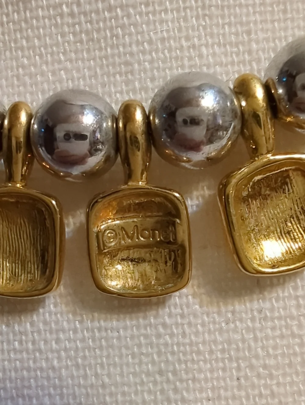 Monet Two-Tone Silver Tone and Gold Tone Beaded Necklace